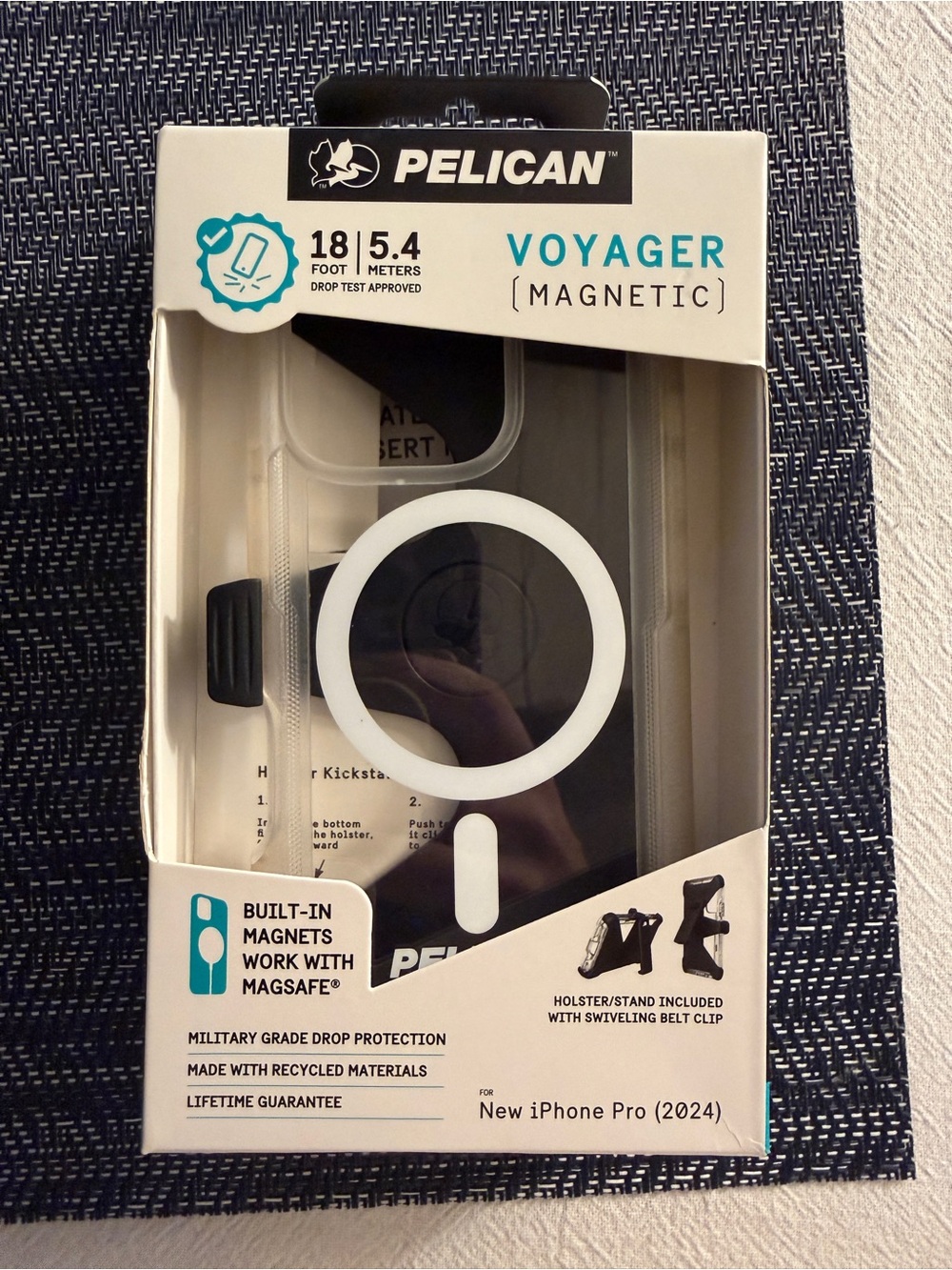 Pelican Voyager Magnetic Case for iPhone 16 Pro - Clear with White MagRing